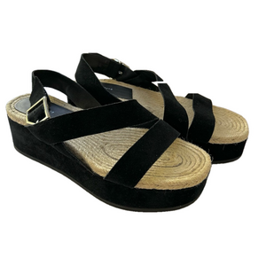 Rag & Bone Megan Espadrille Black Size 40  Sandals Suede Platform Shoes